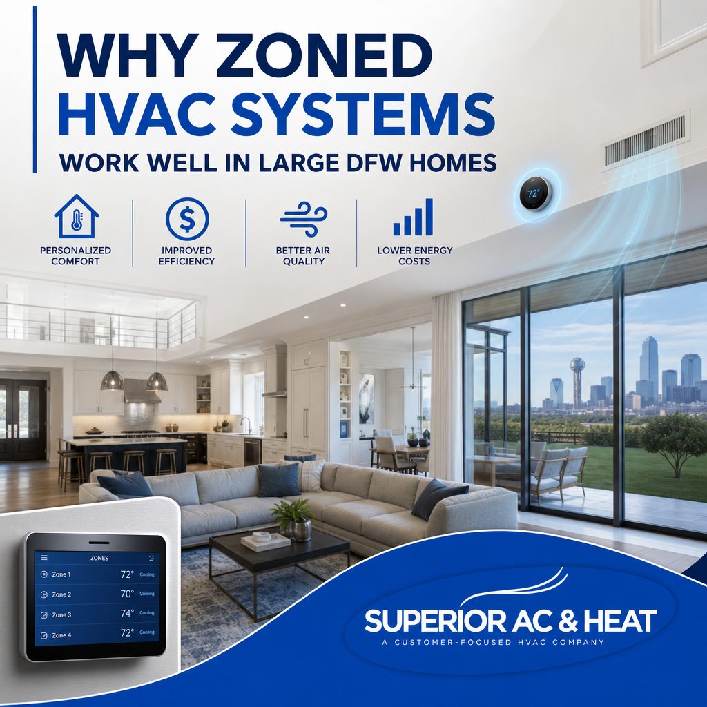 Why Zoned HVAC Systems Work Well in Large DFW Homes